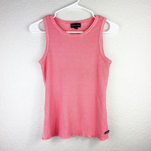 Athleta Tops - 🌻 Athleta | Strawberry Ribbed Striped Tank